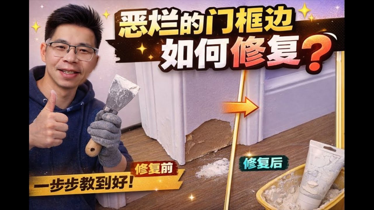 门框破损一大块，还能救吗？教你完美修复！