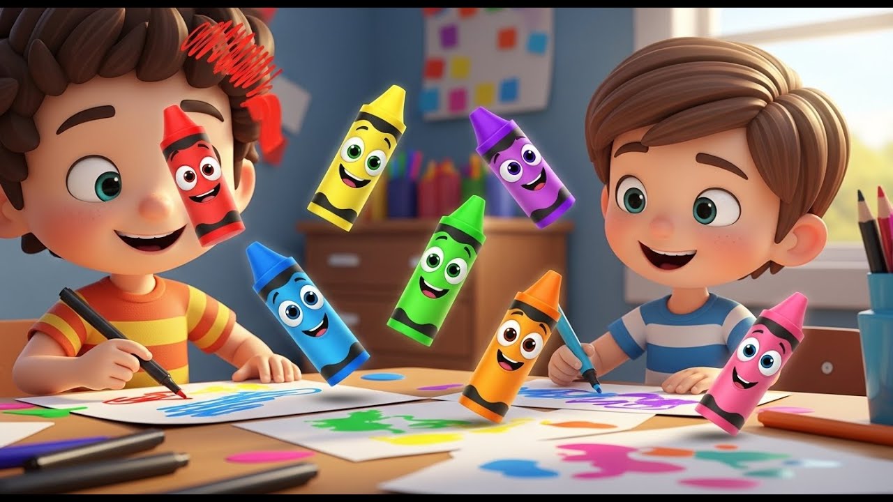 Siete Pequeños Crayones Dibuja, Dibuja | Canción de Colores y Arte para Niños