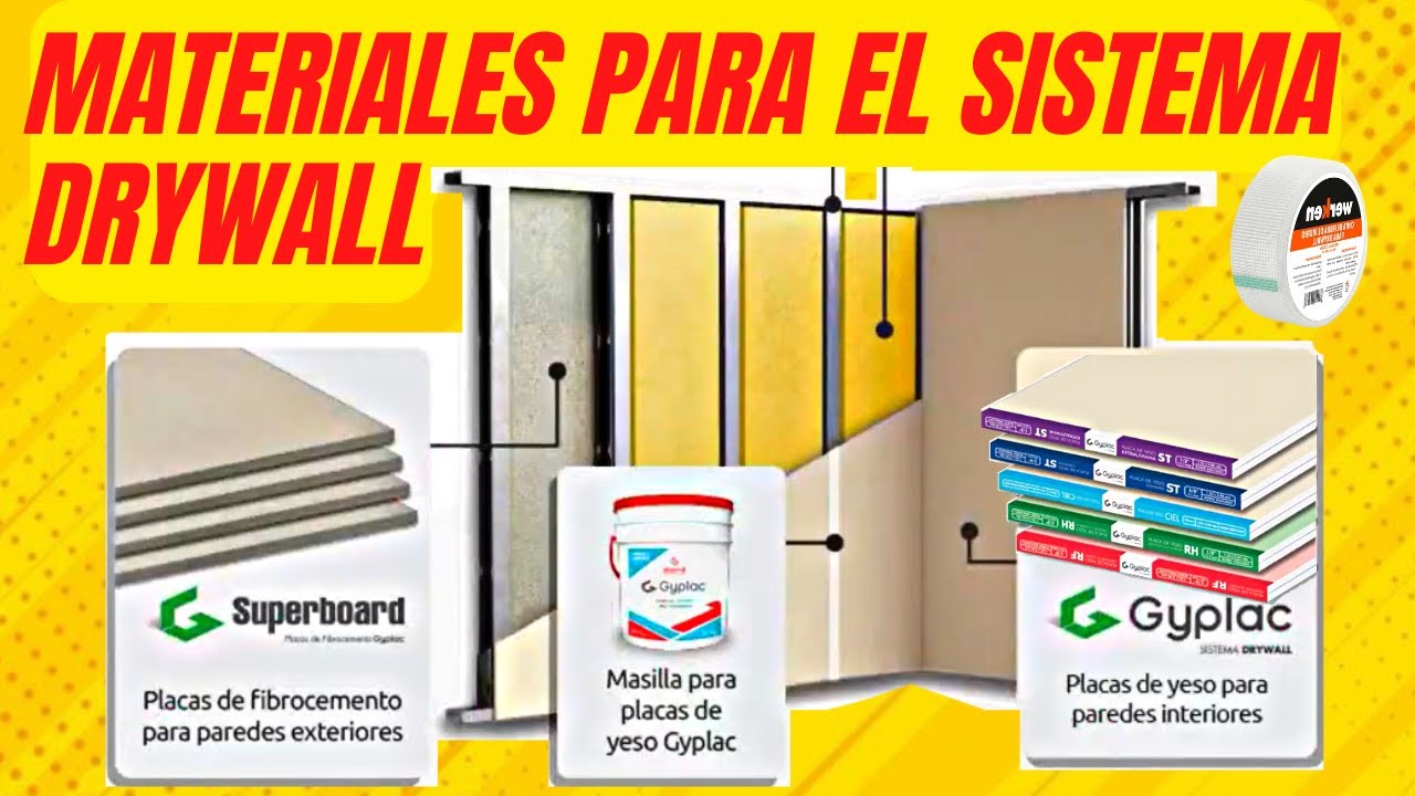 MATERIALES PARA EL SISTEMA DRYWALL (CURSO COMPLETO / PLACAS, MASILLA, FIJACIONES, FULMINANTES, ETC)