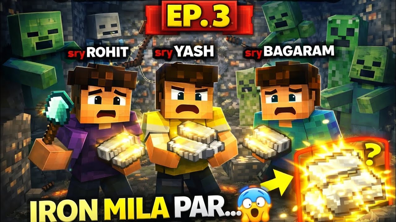 “Finally Iron Armor crafted! 🔥 Survive mode getting serious 💪⛏️