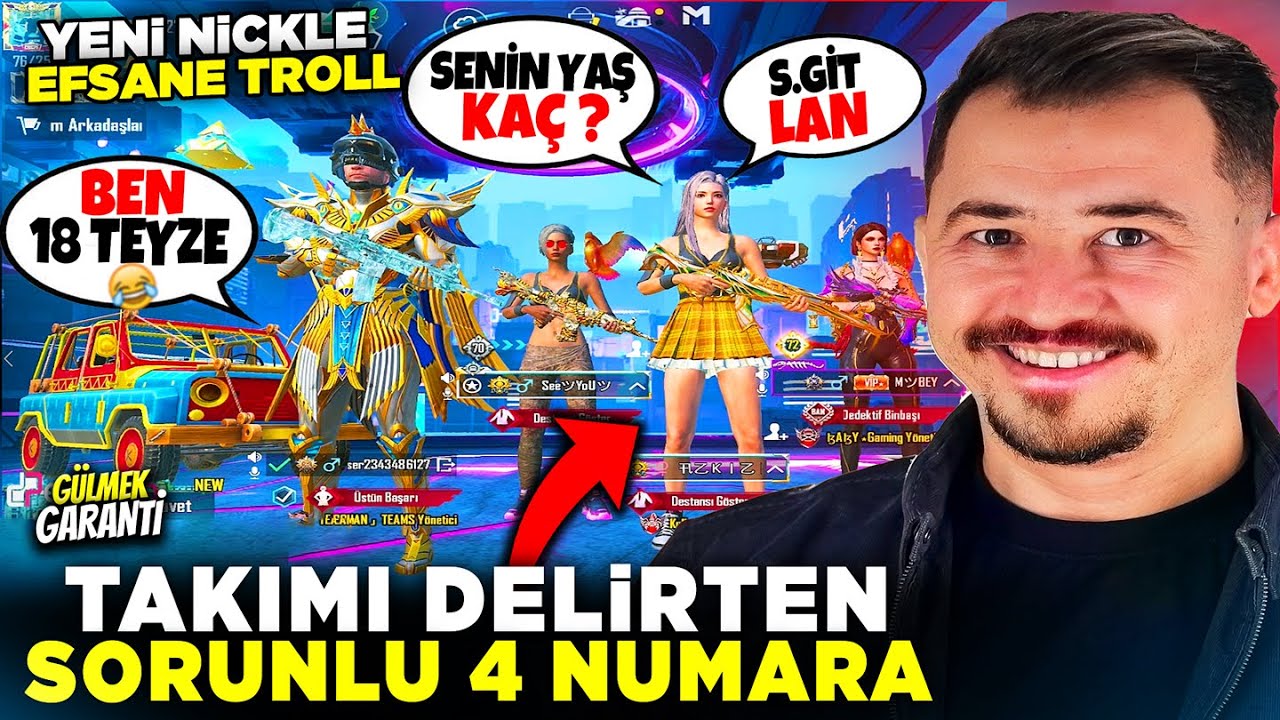 TAKIMI DELİRTEN SORUNLU 4 NUMARA 😁 Pubg Mobile Troll