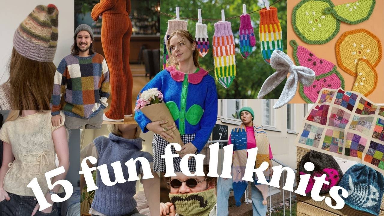15 fun fall knits -  6 free patterns, + accessories and garments to add a pop of colour this fall