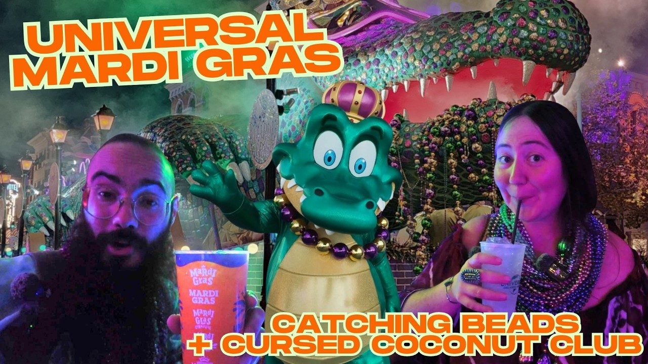 Our Friends Threw Beads at Us! 🎭💜 | Universal Mardi Gras + Cursed Coconut Club