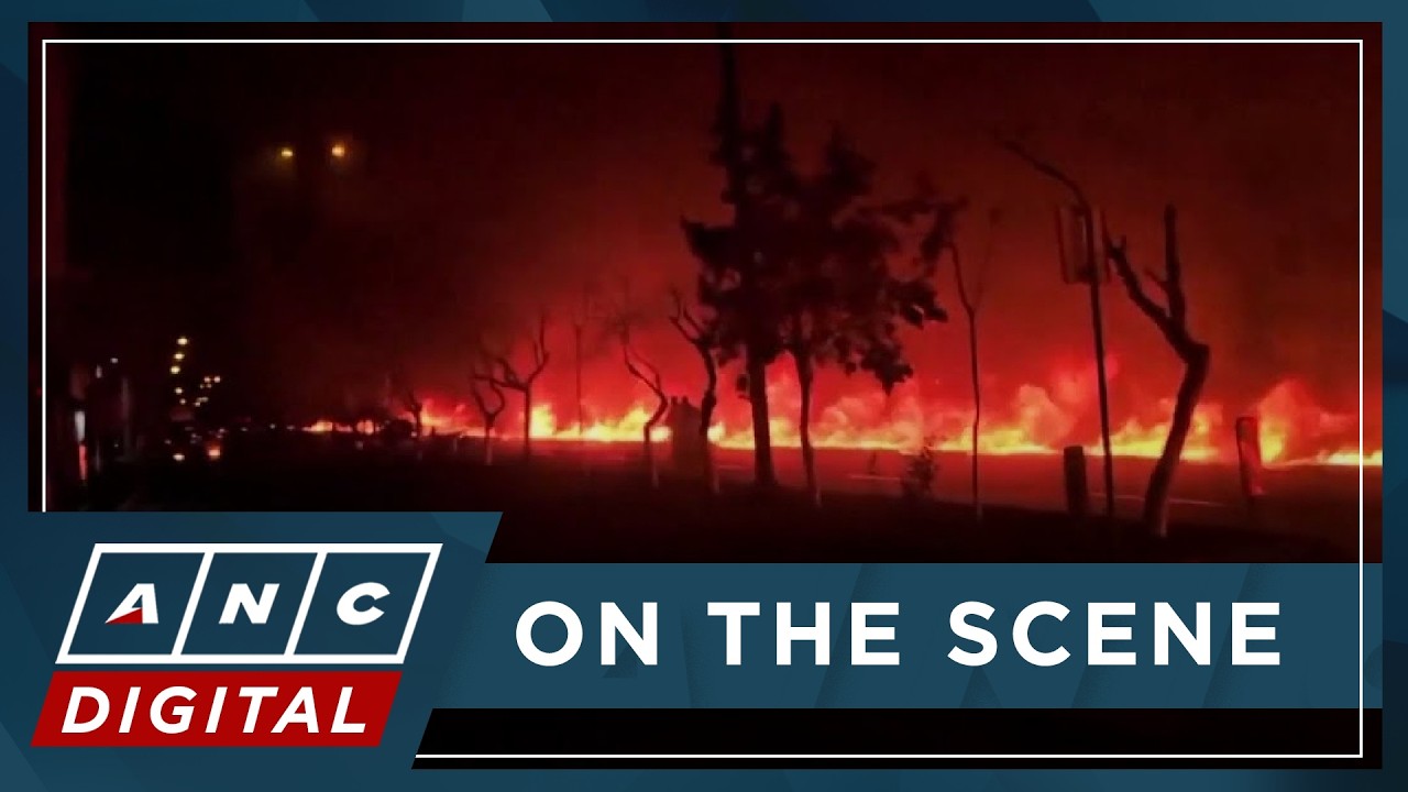 MOMENT: Fire burns along Tehran's Koohsar Boulevard after reported strike on nearby fuel depot | ANC
