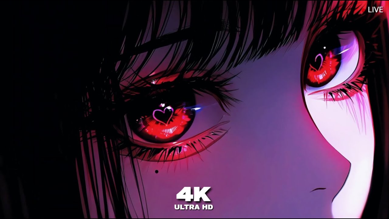 2 Hours Loop - [4K HD] - Glowing Anime Girl Eyes - Live Wallpaper & Screensaver