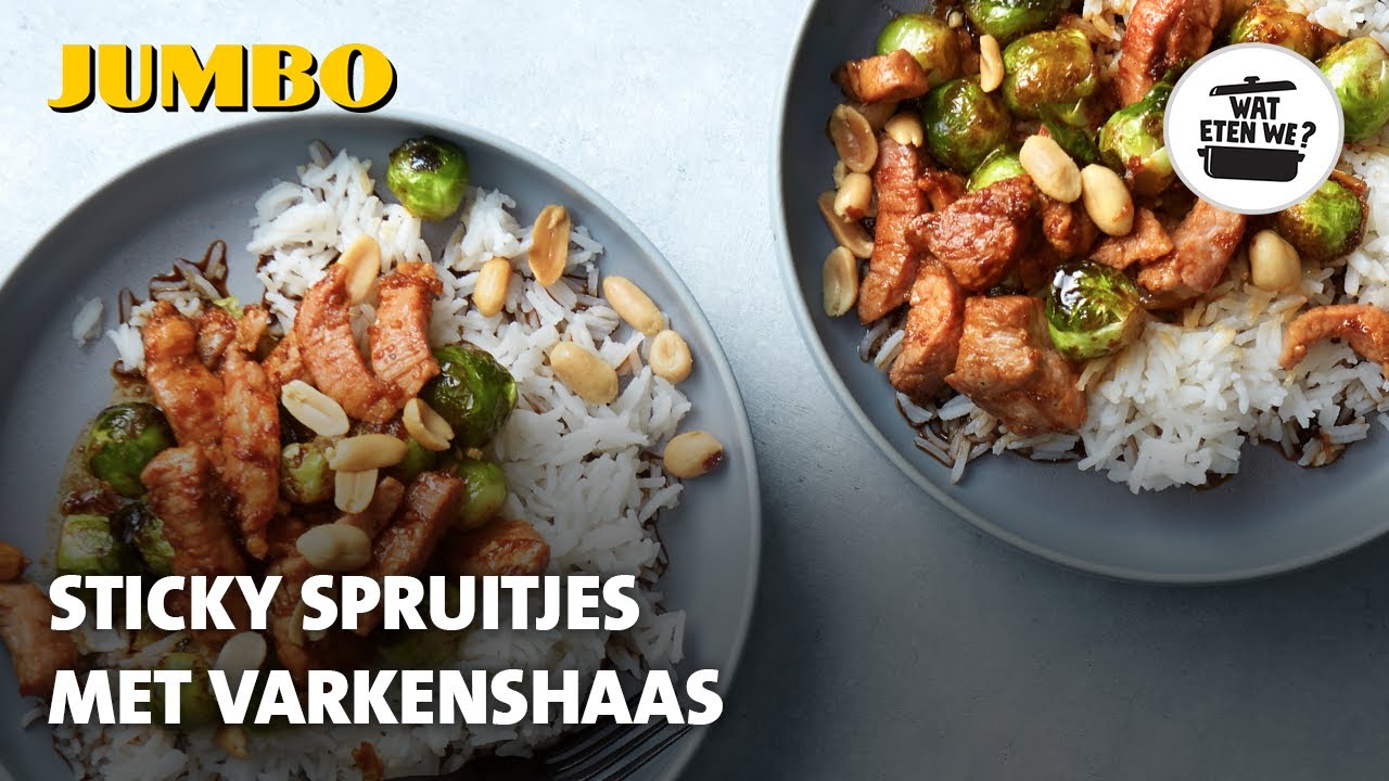 Wat eten we? Sticky spruitjes met varkenshaas
