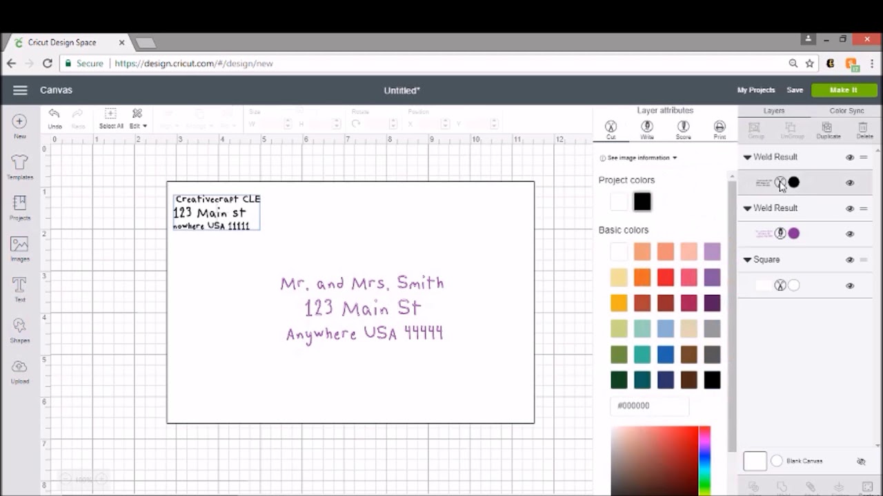 Cricut - Addressing envelopes with writing fonts and using two colors