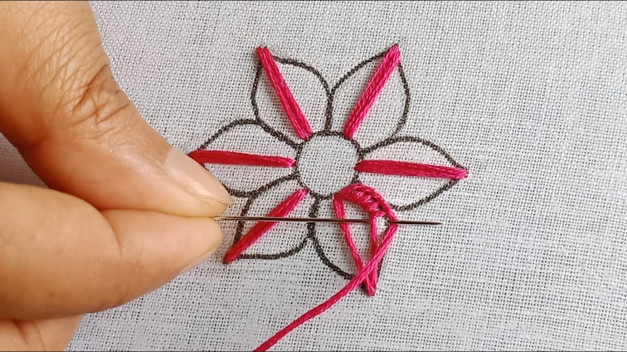 Hand Embroidery Flower Design,Needle Point art,Floral Embroidery Pattern ,সহজে সুন্দর ফুল সেলাই করুন