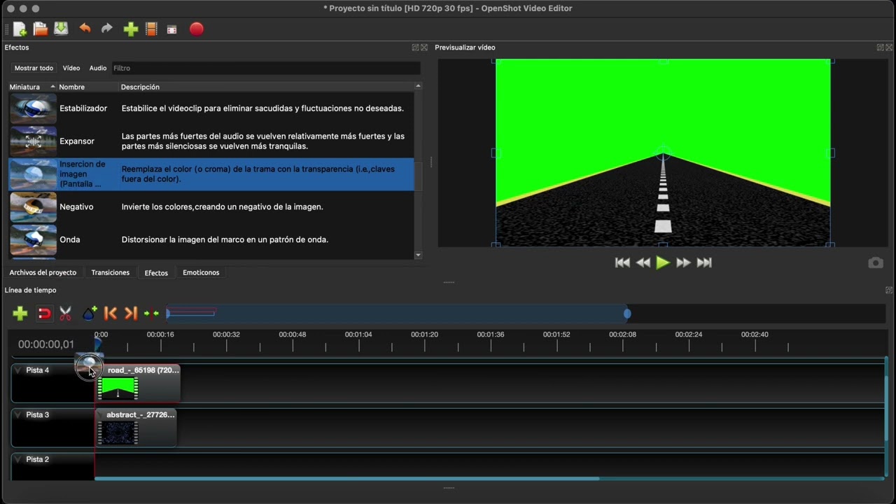 Openshot - Superposición de vídeos con chroma
