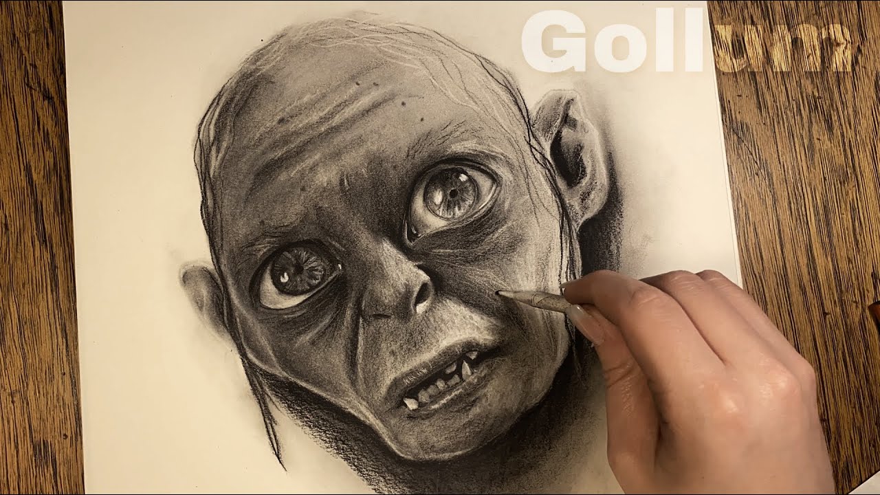 Drawing Gollum_ Time-Lapse (Lord Of The Rings/The Hobbit) Charcoal