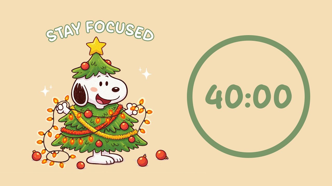 🎄🐾Study with Me | Pomodoro 40/10 x 4 |Snoopy Christmas Tree Jazz | Chill Lo-fi 🎶 | No Mid Ads