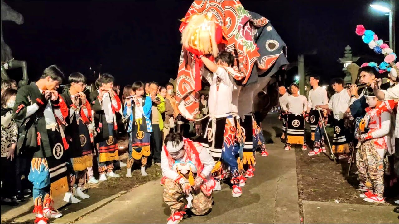躍動と豪快の若連中ここに在り｜獅子が舞う宮参り｜移田八幡宮秋季例大祭｜中田東町獅子舞 2024｜富山県高岡市中田｜Takaoka Lion Dance
