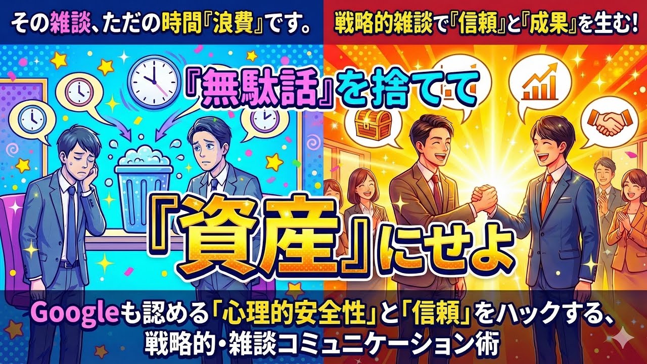 「無駄話」を捨てて『資産』にせよ：Googleも認める「心理的安全性」と「信頼」をハックする、戦略的・雑談コミュニケーション術