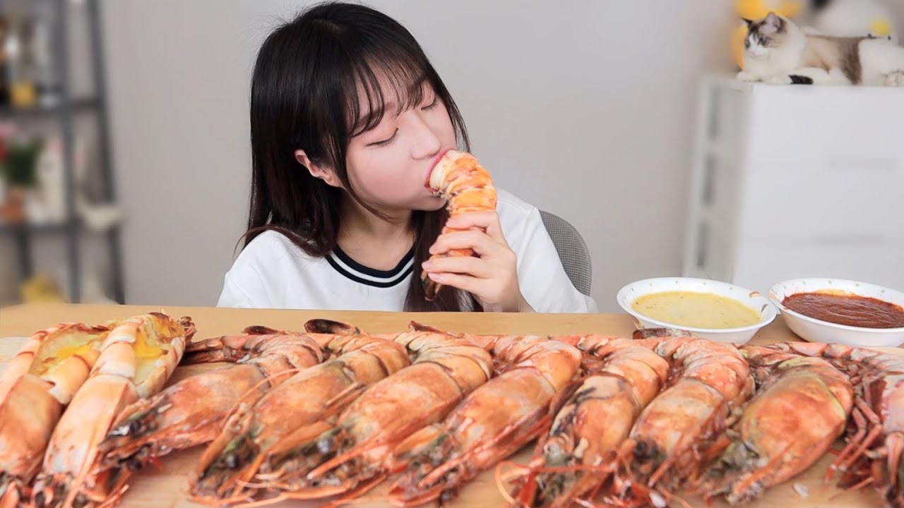 40cm 킹타이거새우 10마리 먹방