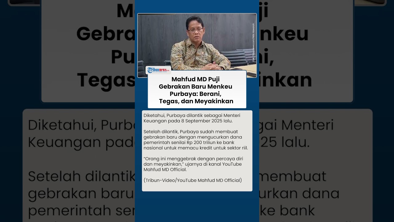 Sebulan Menjabat Jadi Menkeu, Mahfud MD Puji Gebrakan Purbaya: Bawa Warna Baru di Keuangan Negara