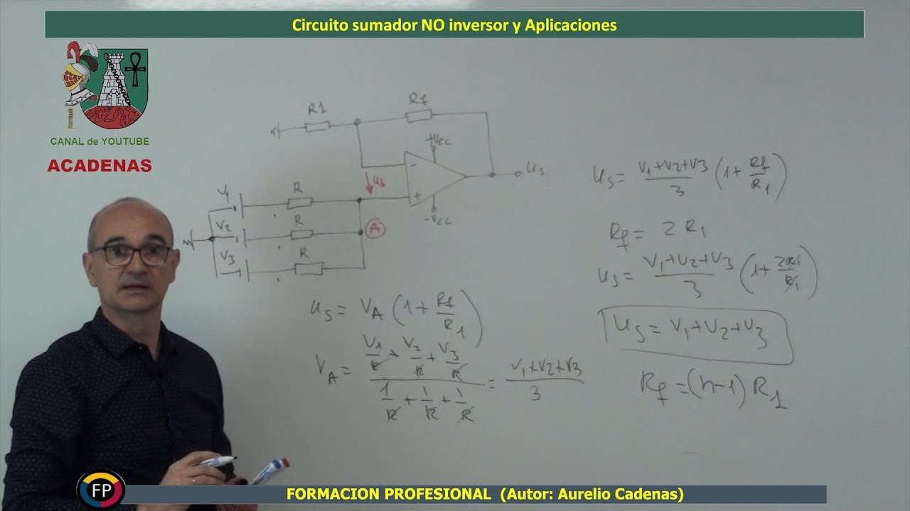 Como funciona circuito sumador no inversor y aplicaciones con OPAMP (Clase 68)