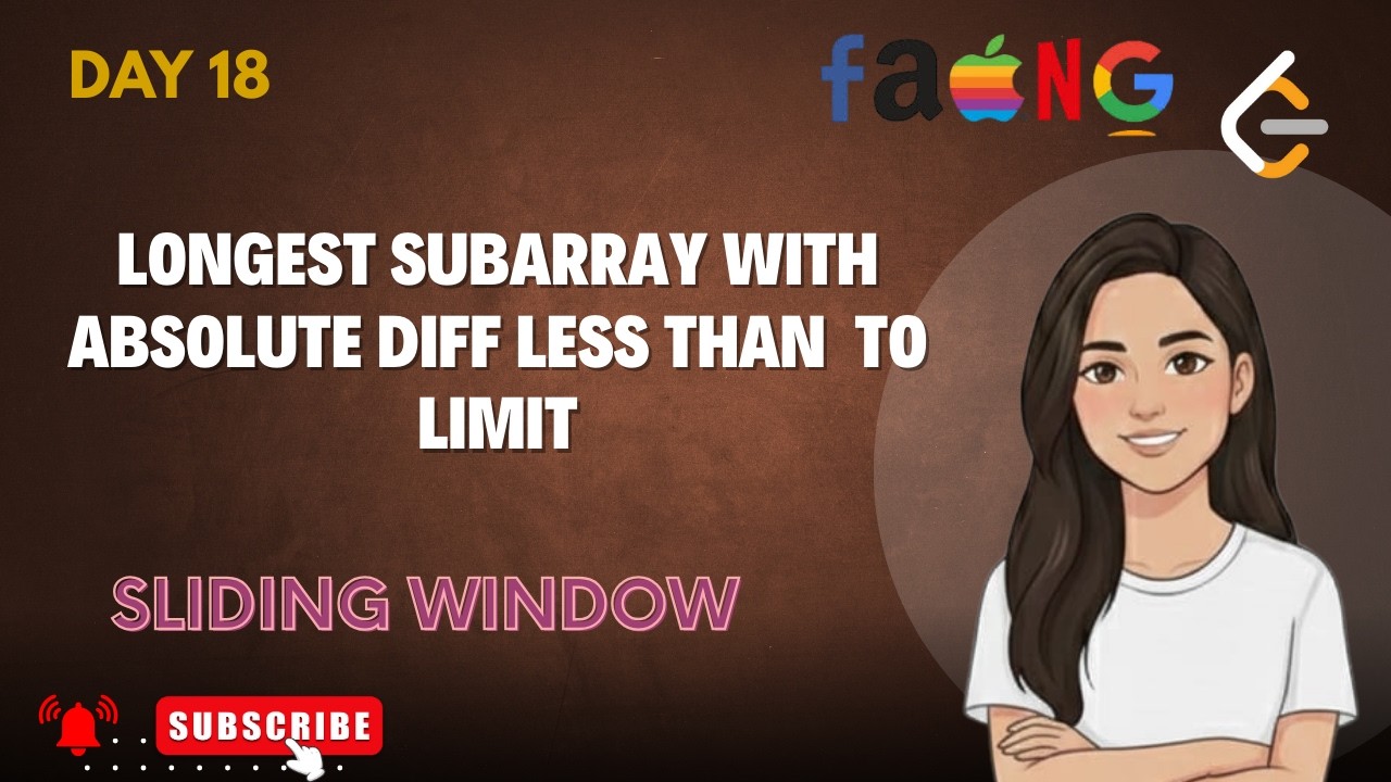 Longest Subarray Absolute Diff ≤ Limit | Longest Continuous Subarray | Sliding Window