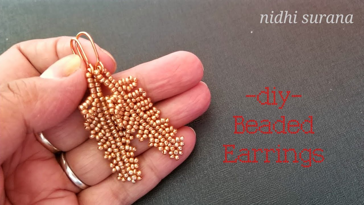 ⚜️Beaded Leaves Earrings || Seed bead Aretes Tutorial DIY (0382)