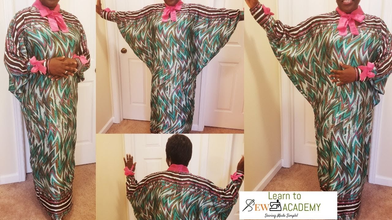 How to Make Batwing Kaftan Dress with Bow Neckline | Easy Beginner DIY