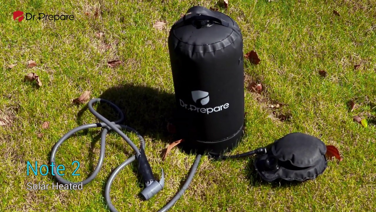 Dr. Prepare | Upgraded Portable Solar Shower Bag with A Clear Window, Black