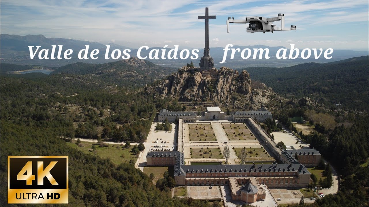 Valle de los Caídos (Valley of the Fallen) from above, drone video in 4K, Vídeo de dron en 4K
