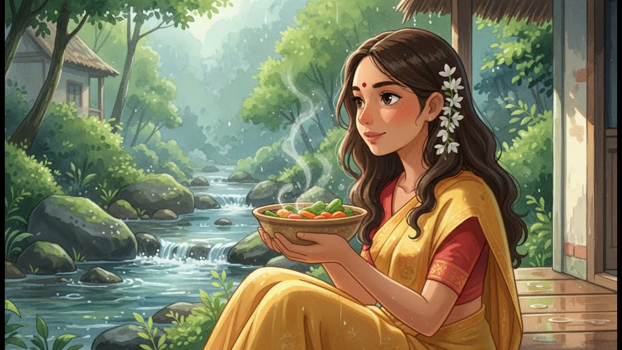 Maya Goes Forest Foraging 🌿 Cozy Ghibli Cooking by the Stream | Slow Living Healing Nature