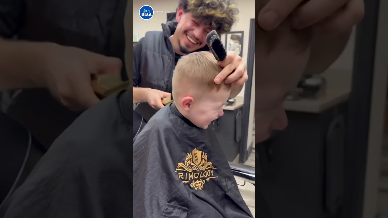 Adorable little boy can't stop laughing during haircut 🤣