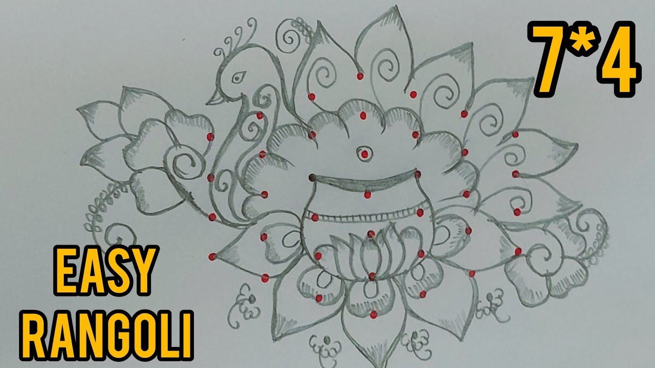🦚 Easy Sankranti chukkala muggulu 7*4 for beginners | Pongal Rangoli designs ✨️#@Muguluforbeginners 