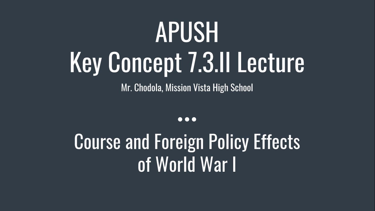 APUSH P73 Key Concept 7.3.II.A: Course and Foreign Policy Effects of World War I