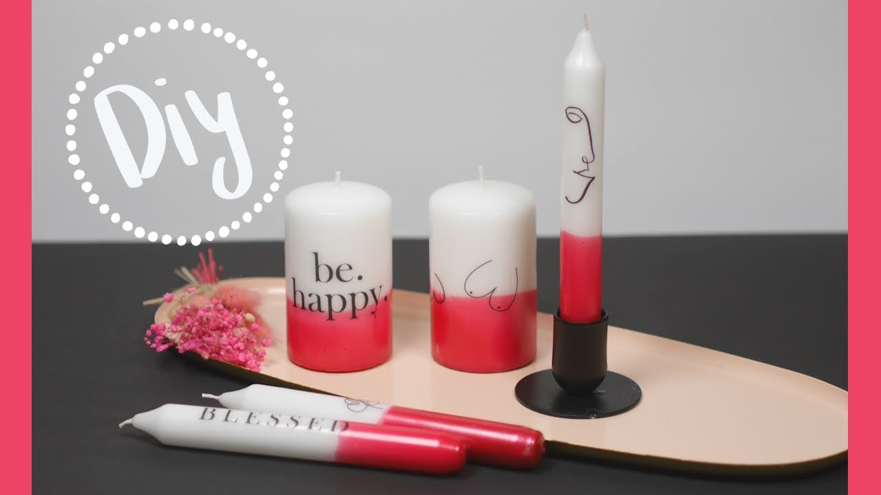 Design Kerzen mit Kerzentattoos und Kerzenlack Viva Magenta verzieren - Art Line Kerzen