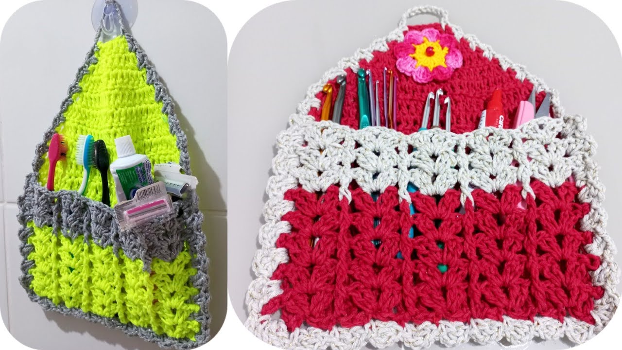 Porta trecos em croche , escovas de dente , agulhas e acessórios🌺