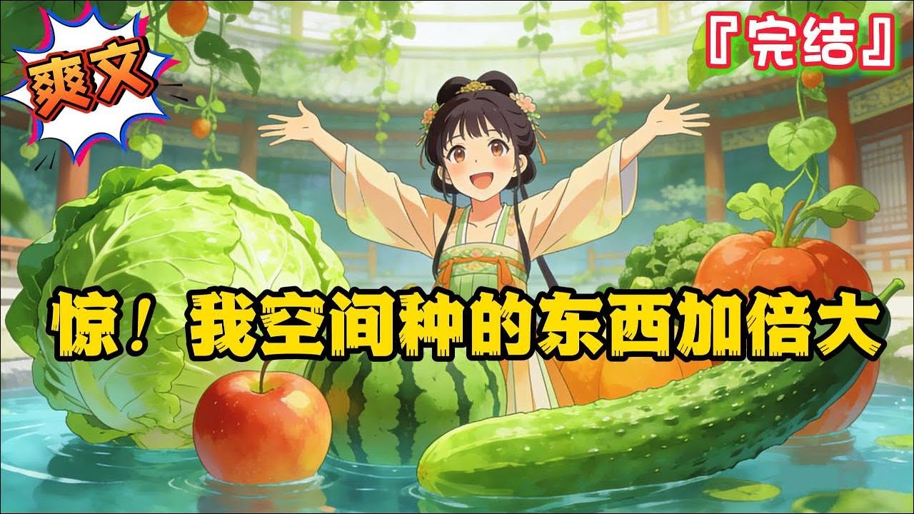 完结《惊！我空间种的东西加倍大》【穿越+逃荒+美食+空间】花生一样大小的香米，比拳头还大的草莓，一颗和鸭蛋大的葡萄，各种超大果蔬等… #逃荒 #种田 #古代言情 #爽文 #穿越 #小说 #空间 #美食