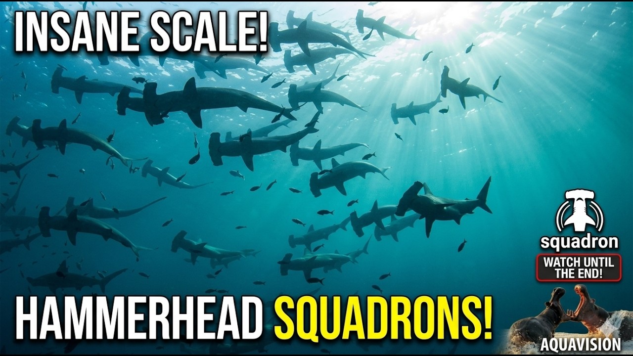 Immense Hammerhead Shark Squadrons Patrol the Ocean 🦈🌊 #stockfootage