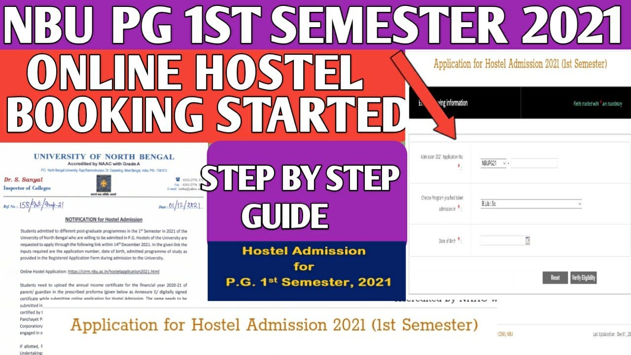 NBU- Pg online Hostel booking started 2021 || university of north Bengal ||Online hostel application