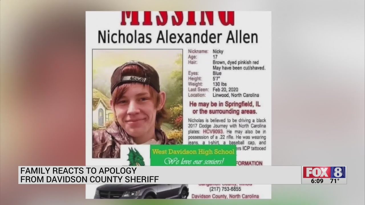 Sheriff's office issues apology to family of Nick Allen for investigator showing lack of empathy