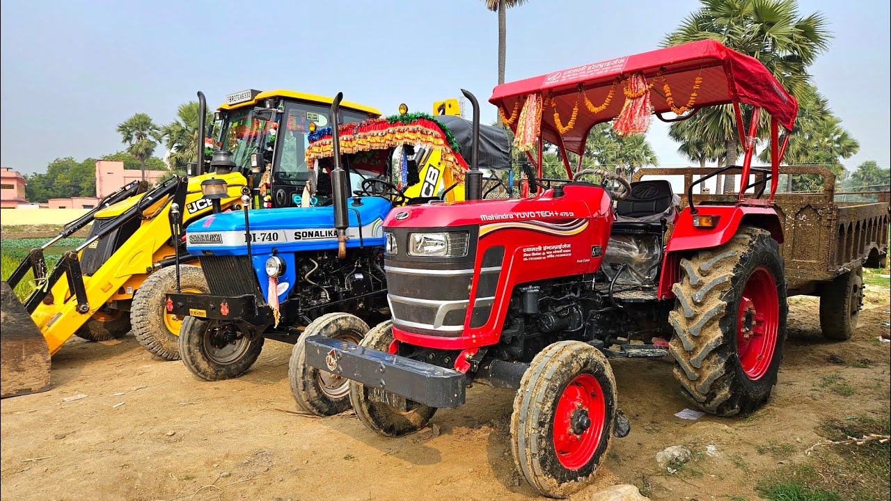 Mahindra 475 Di Tractor Fully Loaded with Mud Overturned | Jcb 3dx Loading Mud Tractor | Jcb Video