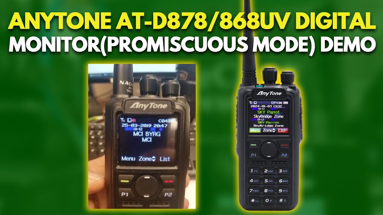 AnyTone AT-D878/868UV Digital Monitor(Promiscuous Mode) Demo