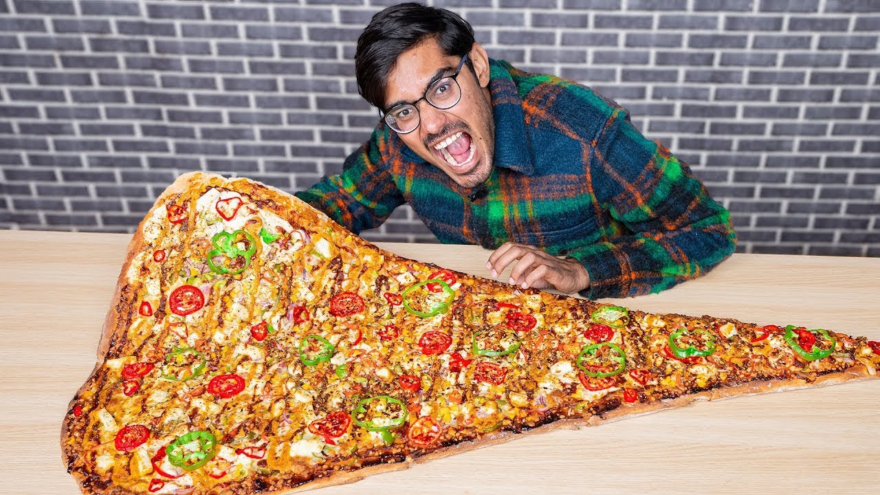 I Ate Biggest Pizza Slice In The World  Pizza Eating Challenge