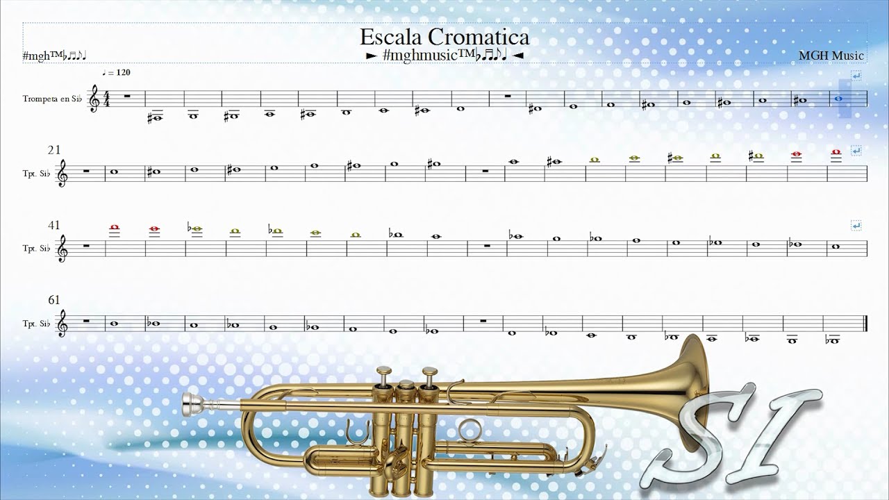 ►Escala cromática | como tocar | posiciones en trompeta Bb | MGH Music™♭♬♪