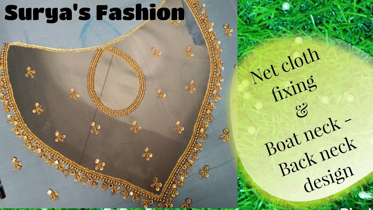 Net cloth fixing & Back boat neck design 🪡♥️