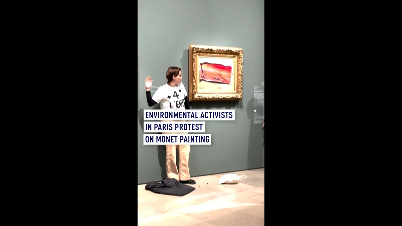 Environmental activists in Paris protest on Monet painting