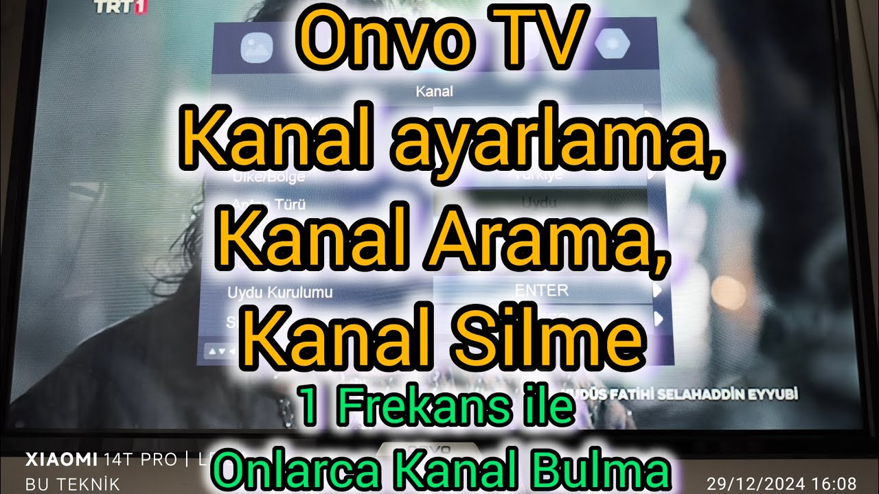 Onvo TV Kanal ayarlama Kanal Arama, Kanal Silme, Bir frekans ile onlarca Kanal bulma