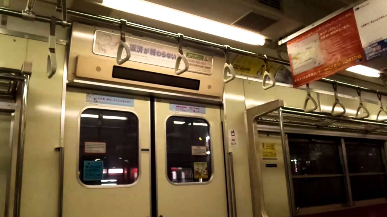 東京メトロ6000系田窓車6103F6903 柏→我孫子 夜間車窓・車内の様子
