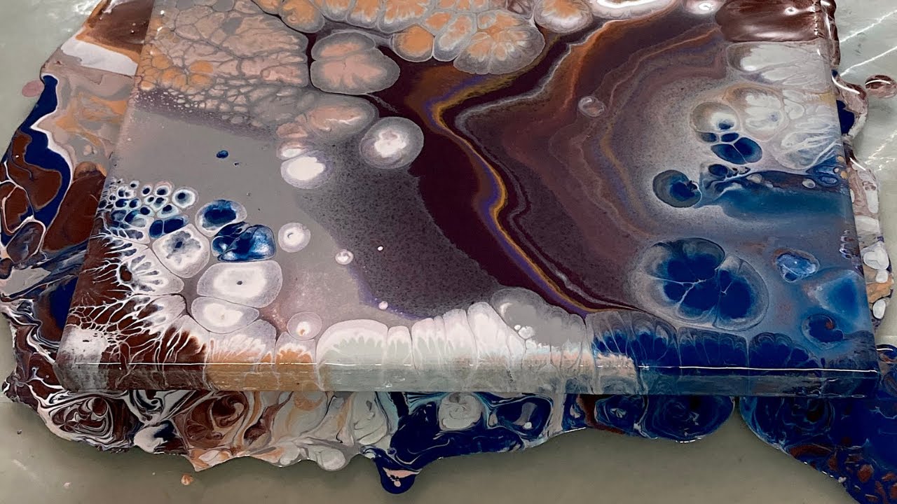 Simple & gorgeous acrylic cloud pearl pour, Easy puddle pour painting, Abstract painting.ASMR