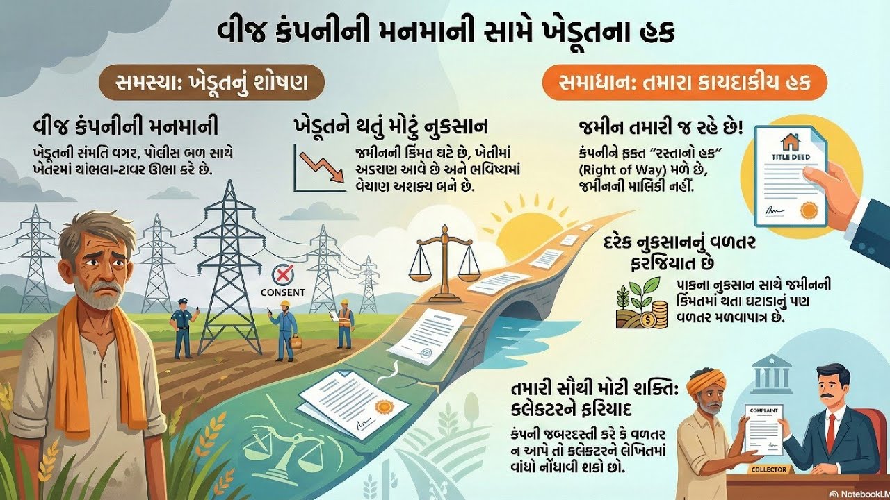  ⚡ વીજ કંપનીની મનમાની સામે ખેડૂતના હક | જમીન પર લાઇન જાય તો શું વળતર મળશે? Right of Way Explained