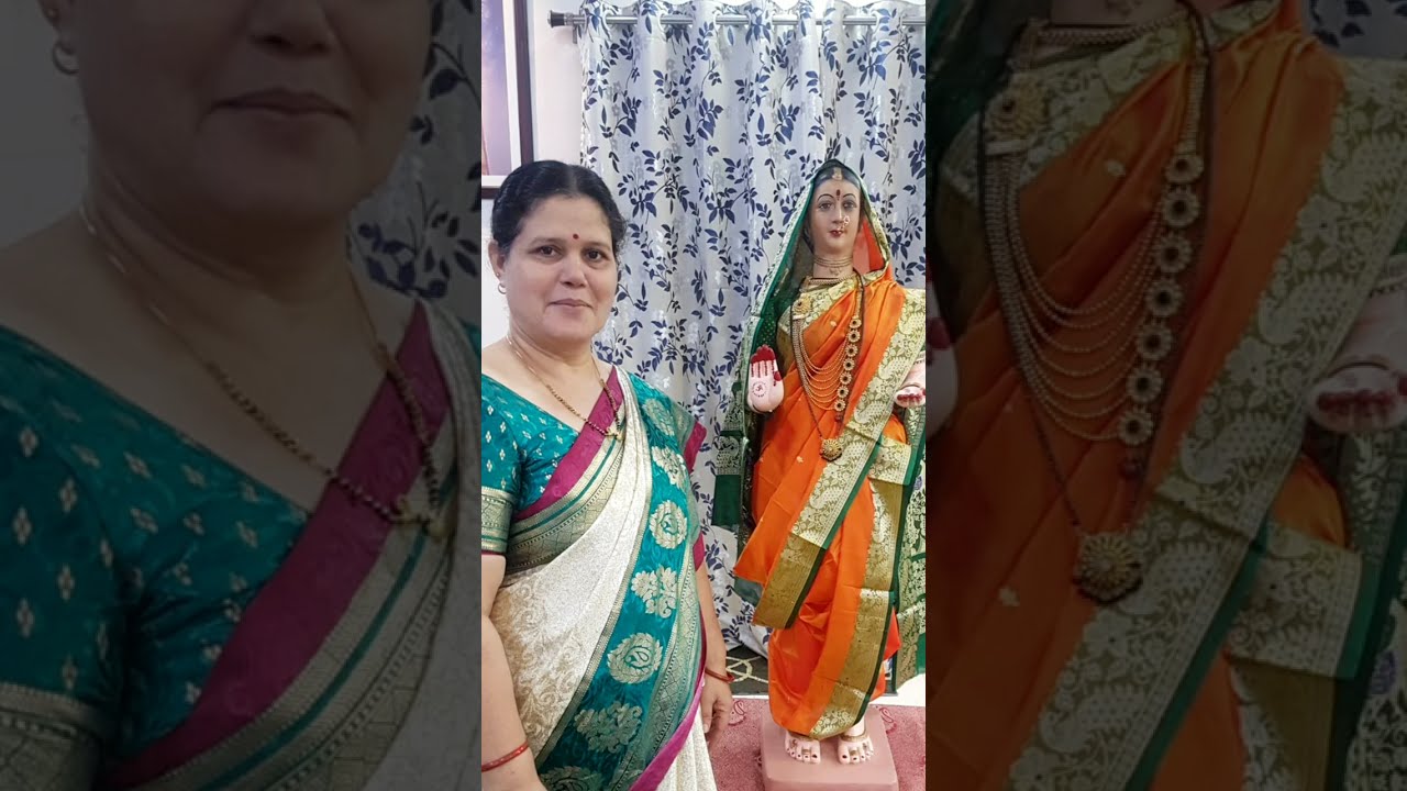 गौरींना सोप्या पद्धतीने पेशवाई साडी नेसवा (drep peshwai saree to Gauri in easy way)