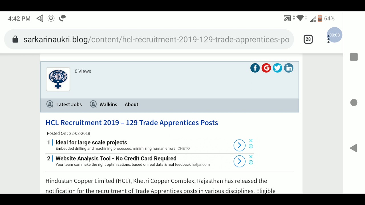 HCL Recruitment 2019 &ndash; 129 Trade Apprentices Posts