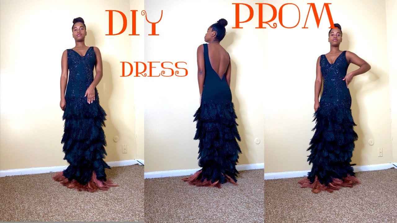 DIY Mermaid Feather Prom Dresses with beaded crystal