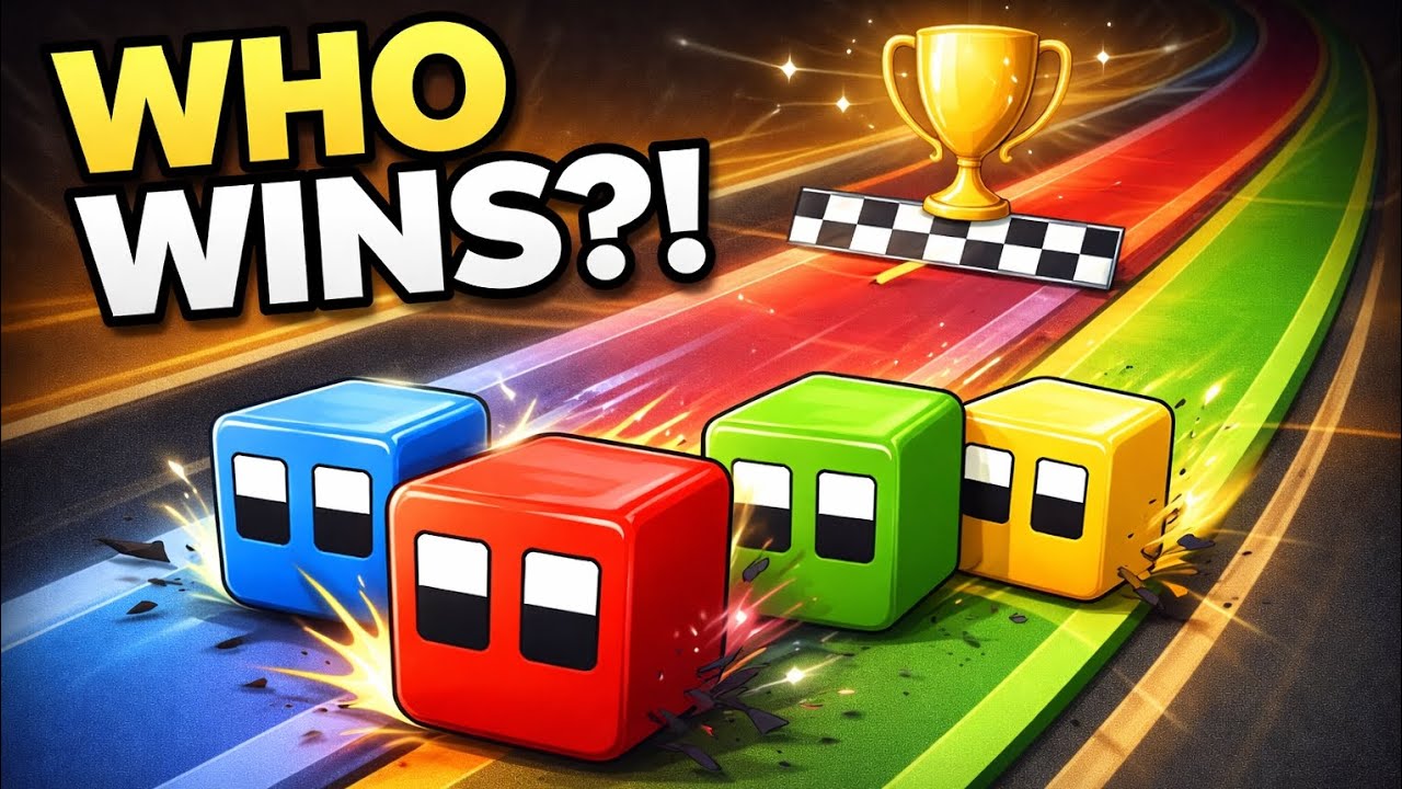 Red vs Blue vs Green vs Yellow | Full Square Race Showdown 🏆