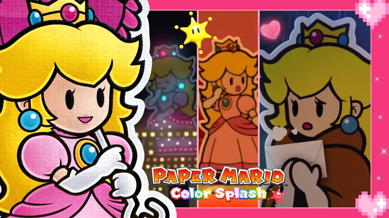 💗 Paper Mario Color Splash - All Paper Peach Cutscenes 💗